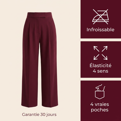 Purelya™ | Pantalon de tailleur taille haute — infroissable, élasticité 4 sens