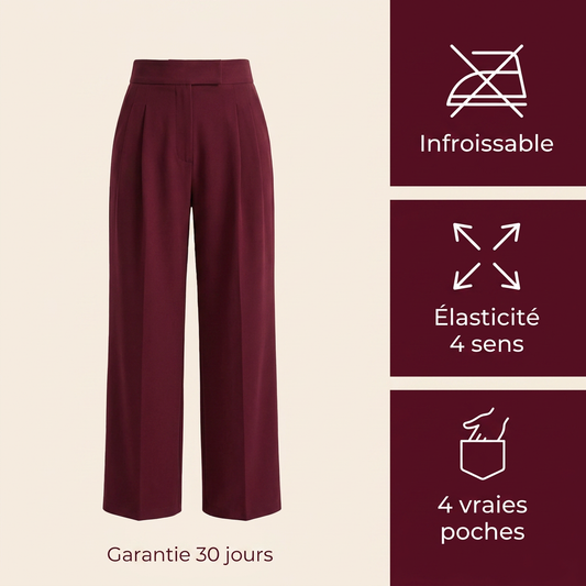 Purelya™ | Pantalon de tailleur taille haute — infroissable, élasticité 4 sens