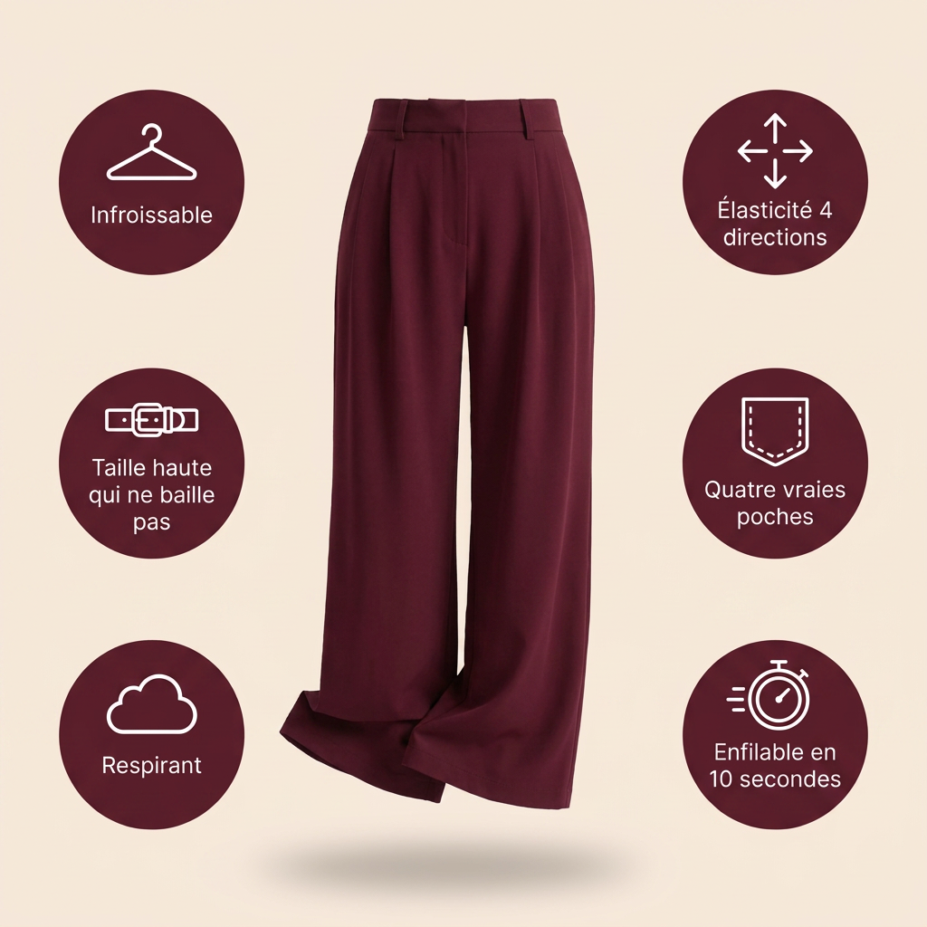 Purelya™ | Pantalon de tailleur taille haute — infroissable, élasticité 4 sens